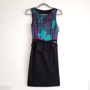 Green Purple Peplum Dress